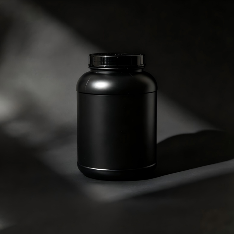 1000 ml HDPE fekete színű széles szájú kiegészítő fehérjeporos tégely